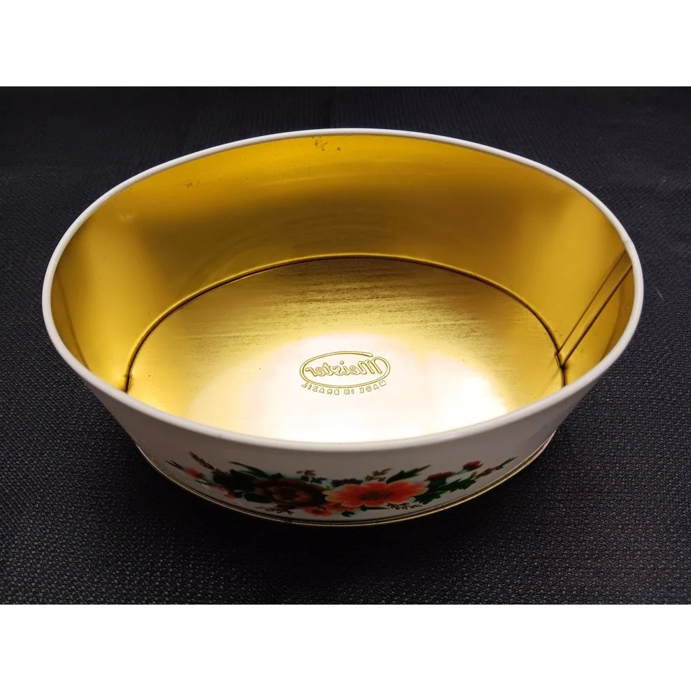 Oval Floral Tin Metal Box Meister Made In Brazil Trinket Jewelry Candy‎ Storage